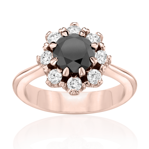 The Bloom Black and White Diamond Engagement Ring Gift For Her - Blackdiamond