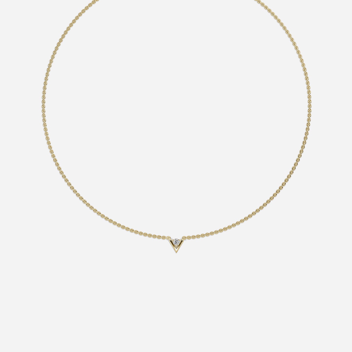 V Solitaire Necklace In 14k/18k Yellow Gold 0.25 Ct