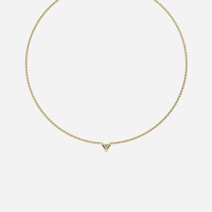 V Solitaire Necklace In 14k/18k Yellow Gold 0.25 Ct