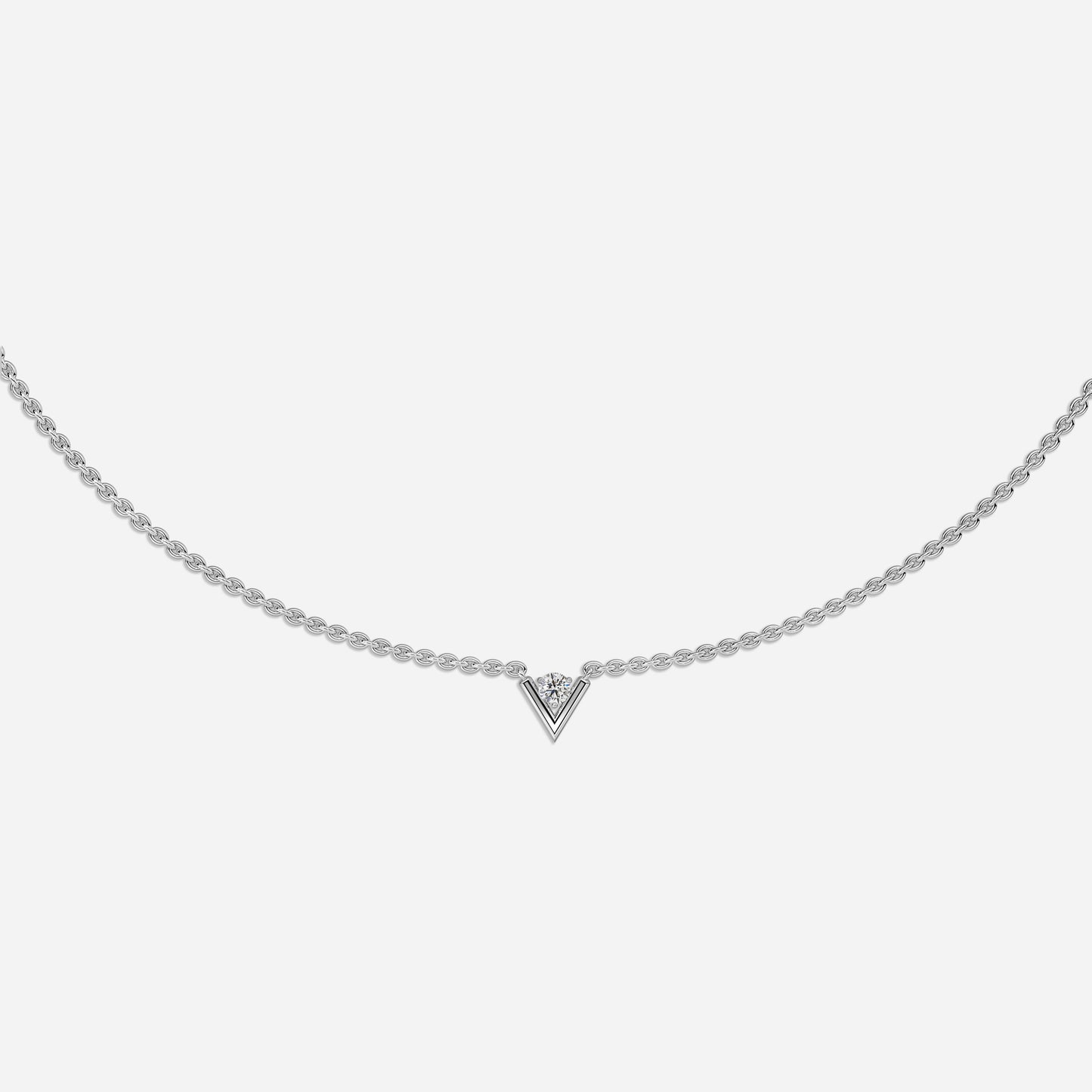 V Solitaire Necklace In 14k/18k Yellow Gold 0.25 Ct