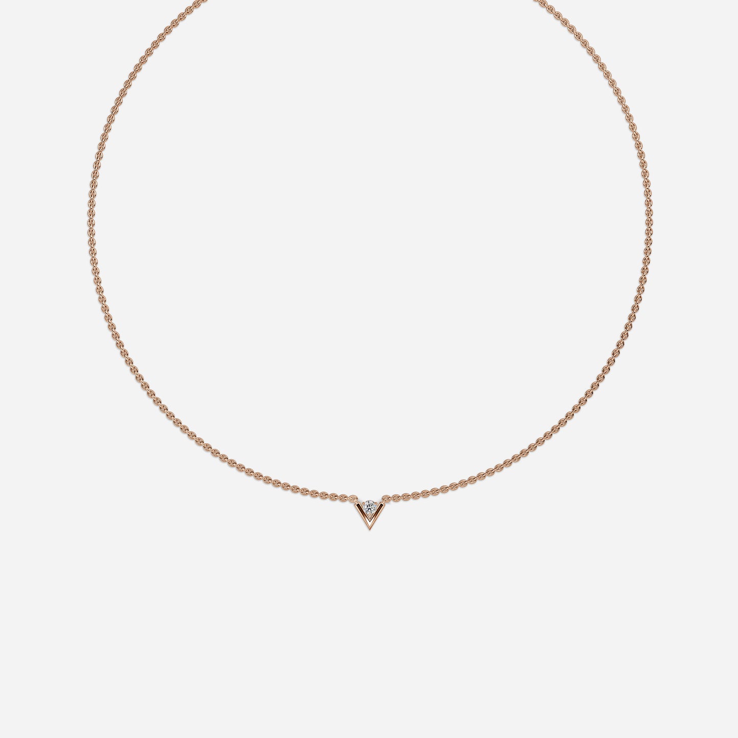 V Solitaire Necklace In 14k/18k Yellow Gold 0.25 Ct