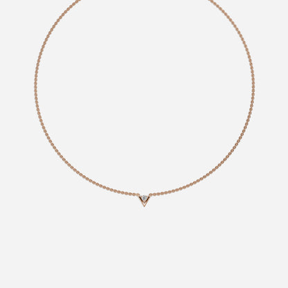 V Solitaire Necklace In 14k/18k Yellow Gold 0.25 Ct