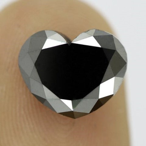 3.46 Carat Heart Shape Rose Cut Diamond Faceted Polished Treated Black Ethically Sourced Diamond For Engagement Ring - Blackdiamond