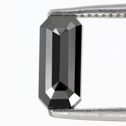 0.89 Carat Elongated Emerald Cut Ethically Sourced Black Natural Diamond Ideal For Design Solitaire Pendant - Blackdiamond