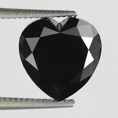 1.83 Carat Heart Shape loose Black Diamond 7 MM Natural Diamond Heart Shape For Engagement Ring - Blackdiamond