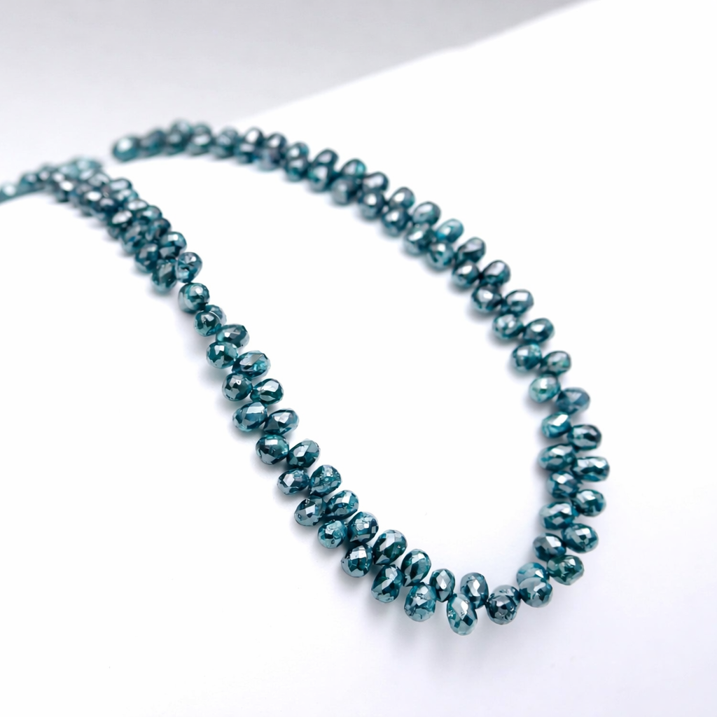 AAA Natural Blue Diamond Briolette Beads Faceted Teardrop Beads 2.5-4mm