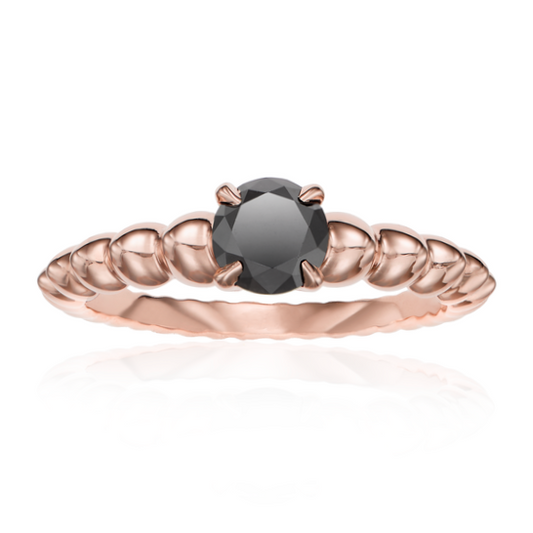 Rosario Black Diamond Ring 14k Rose Gold Gift For Her