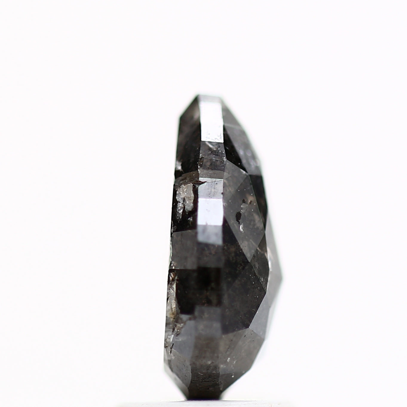 2.24 Carat Natural Rose Cut Fancy Black Salt Pepper Pear Diamond For Ring