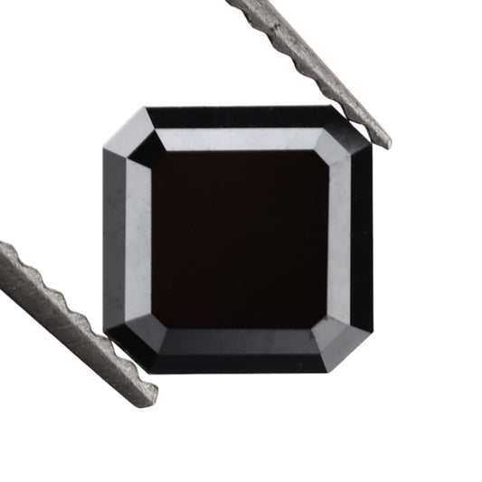 1.27 Carat 6.43 X 6.43 X 3.12 MM Loose Asscher Cut Natural Black Diamond