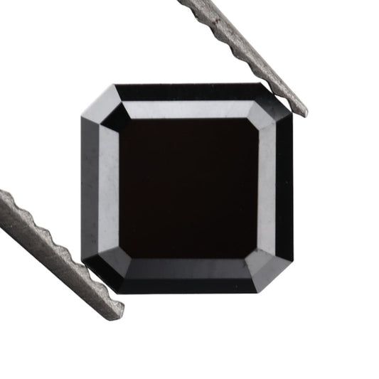 1.27 Carat 6.43 X 6.43 X 3.12 MM Loose Asscher Cut Natural Black Diamond - Blackdiamond