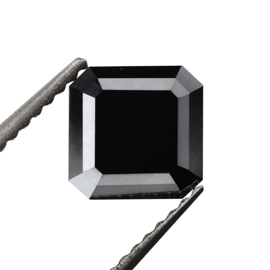 1.36 Carat 6.42 X 6.36 X 3.61 MM Loose Asscher Cut Natural Black Diamond