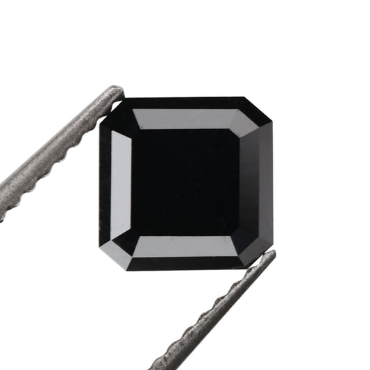 1.31 Carat 6.49 X 6.43 X 3.09 MM Loose Asscher Cut Natural Black Diamond