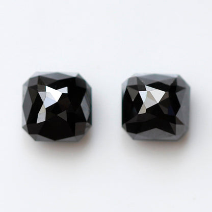 Pair of Asscher Shape Black Diamond 1.64 Carat AAA Quality Diamond 5 MM Loose Natural Black Color Diamond - Blackdiamond