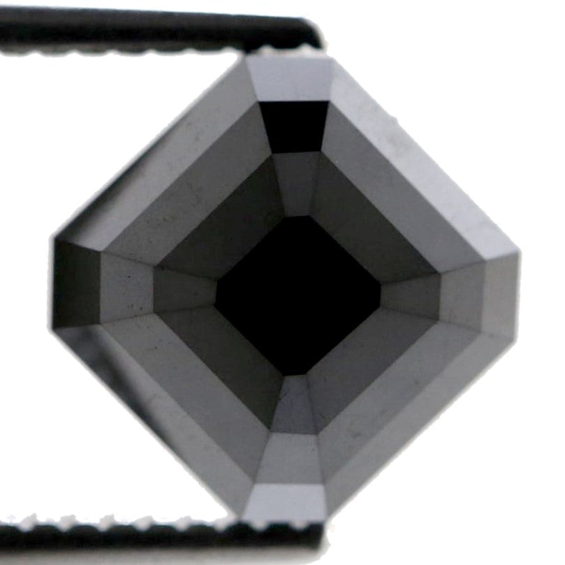 3 Carat Asscher Cut Black Diamond In AAA Quality For 14k Rose Gold Engagement Ring - Blackdiamond