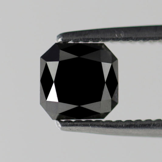 Asscher Shape Diamond 0.81 Carat Loose Natural Ethically Sourced Black Diamond For Custom Engagement