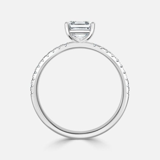 Ulip Radiant Asscher Diamond Band Engagement Ring 14K / 18K Solid Gold
