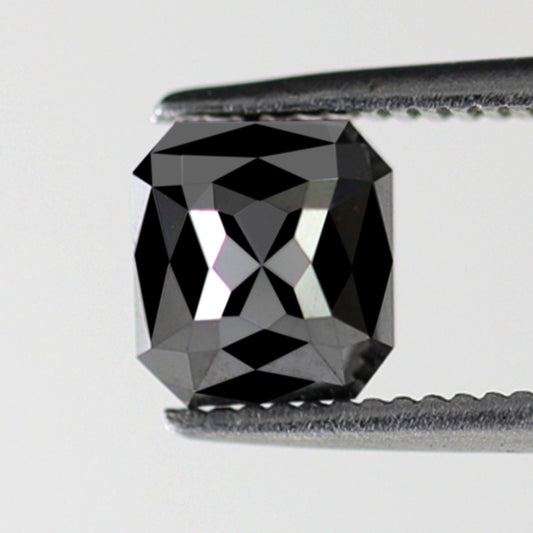 Asscher Diamond 1.18 Carat Loose Natural Heated Black Earth Mined AAA Quality Black Diamond Infinity Setting Ring