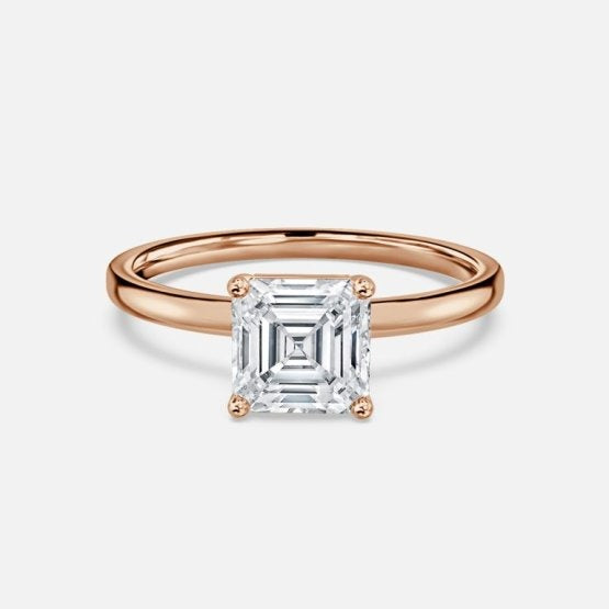 Deltic Asscher Solitaire Engagement Ring 14K / 18K Solid Gold