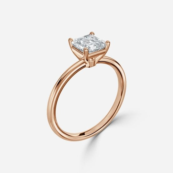 Deltic Asscher Solitaire Engagement Ring 14K / 18K Solid Gold