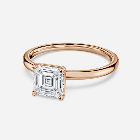 Deltic Asscher Solitaire Engagement Ring 14K / 18K Solid Gold