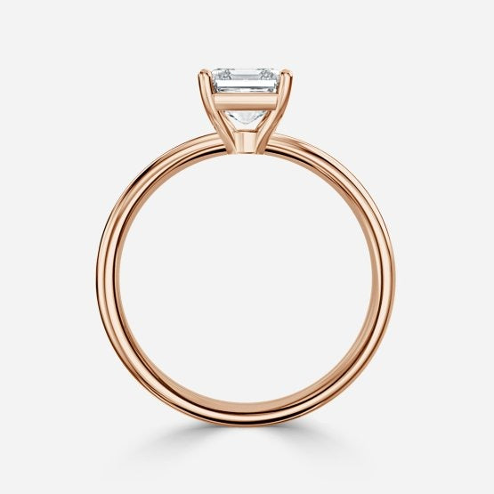 Deltic Asscher Solitaire Engagement Ring 14K / 18K Solid Gold