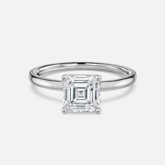 Deltic Asscher Solitaire Engagement Ring 14K / 18K Solid Gold