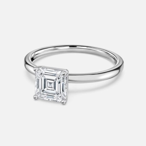 Deltic Asscher Solitaire Engagement Ring 14K / 18K Solid Gold