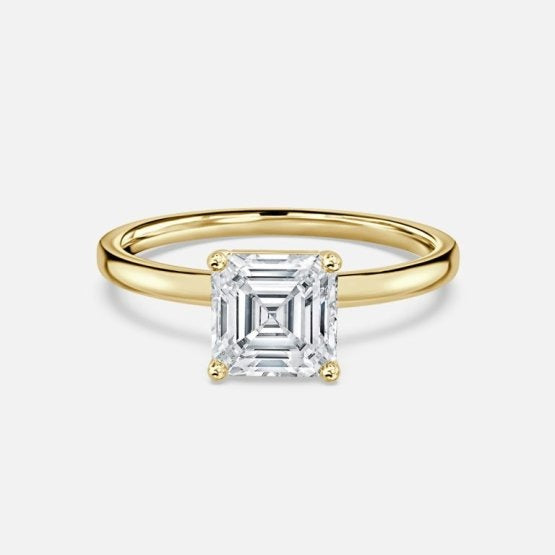 Deltic Asscher Solitaire Engagement Ring 14K / 18K Solid Gold