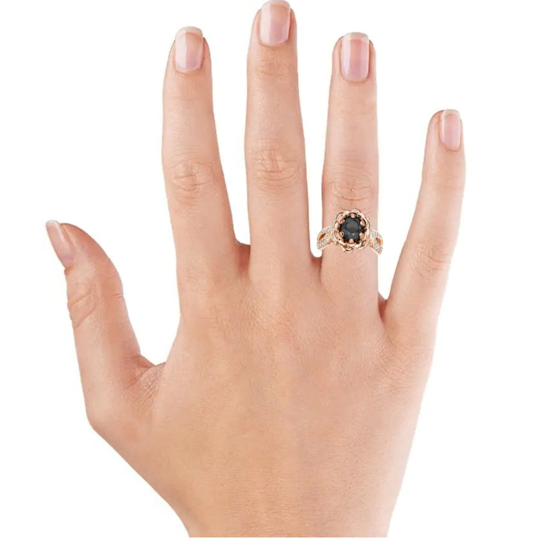 Bella Infinity Black and White Diamond Engagement Ring 14k Gold - Blackdiamond