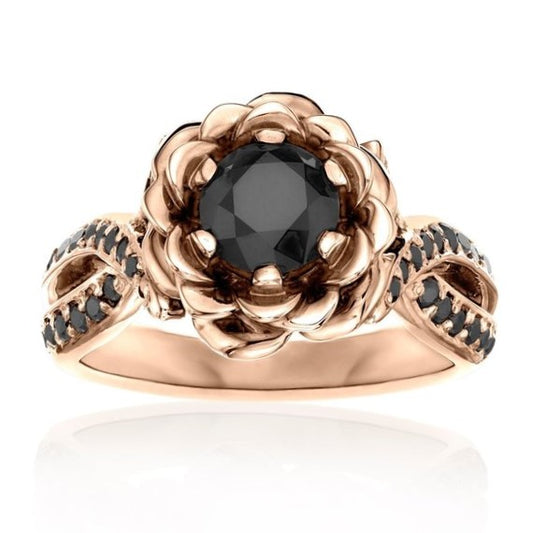 Bella Infinity Black Diamond Engagement Ring 14k Rose Gold - Blackdiamond