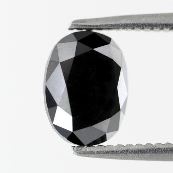 1.50 Carat Stunning Heated Black Beautiful Perfect Oval AAA Quality Natural Loose Diamond Perfect For Custom Unique Proposal Ring - Blackdiamond