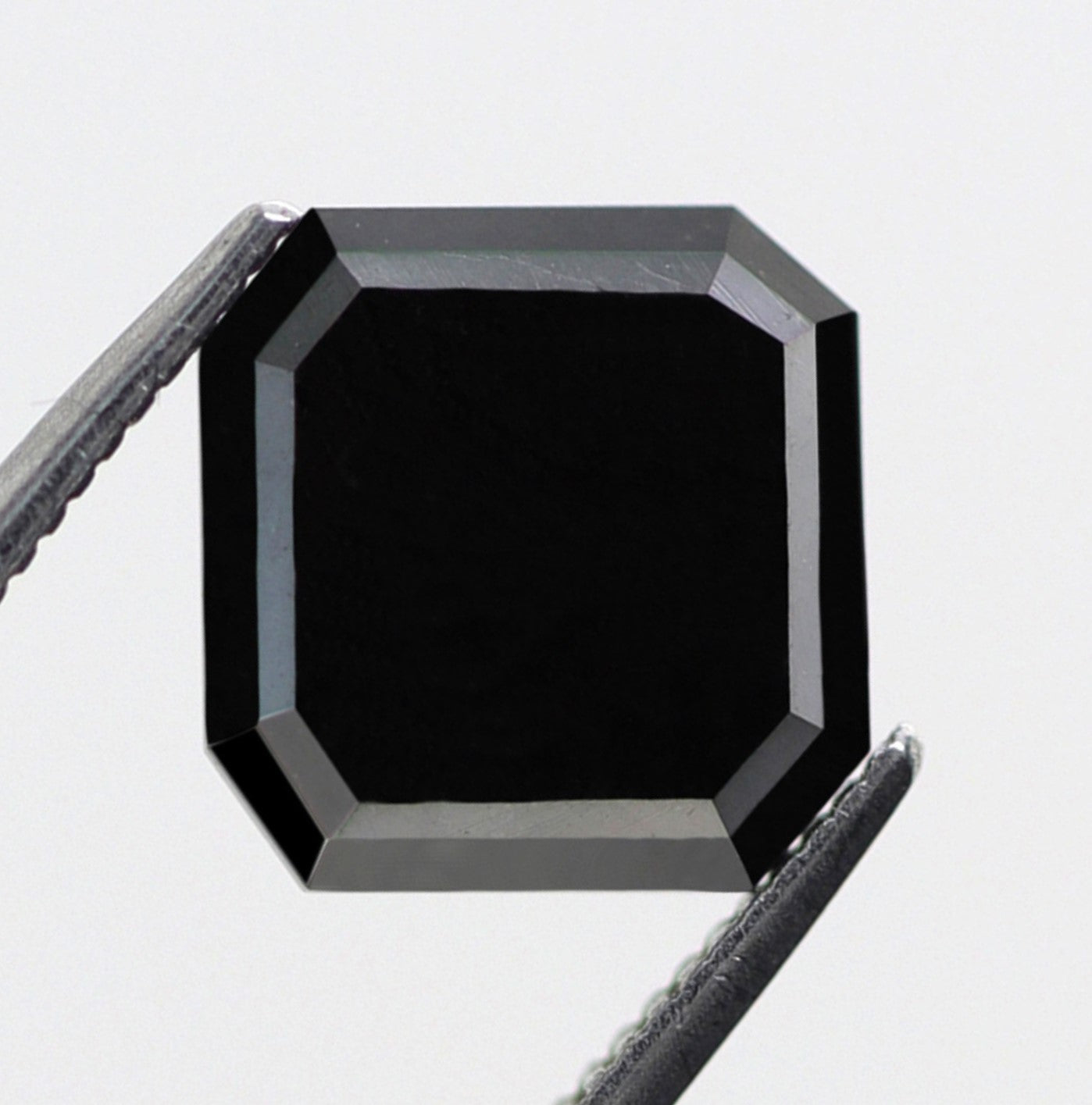 3.09 Carat Heated Black Color Fancy Asscher Shape 9 MM Loose Natural Ethically Sourced Black Diamond For Unique Custom Engagement Ring - Blackdiamond