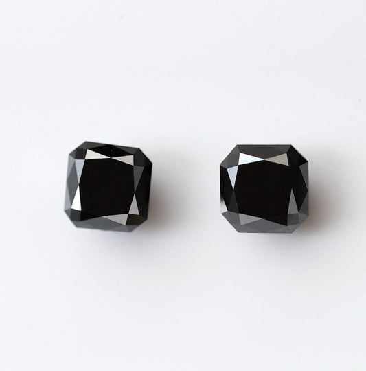 Pair of Asscher Shape Black Diamond 1.64 Carat AAA Quality Diamond 5 MM Loose Natural Black Color Diamond