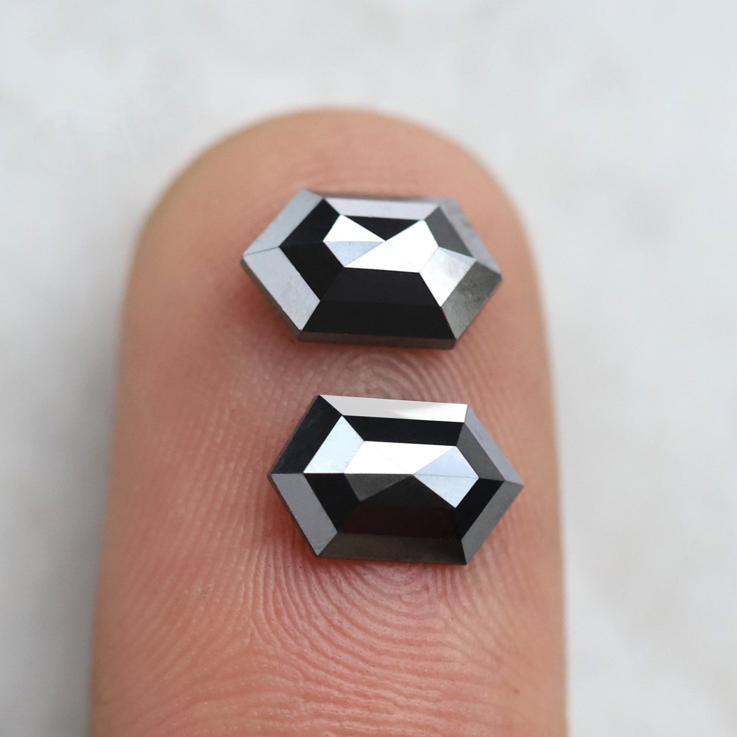 1.83 Carat Natural Black Hexagon Shape Diamond 8 MM Pair Of Black Color Diamond For Diamond Earrings - Blackdiamond