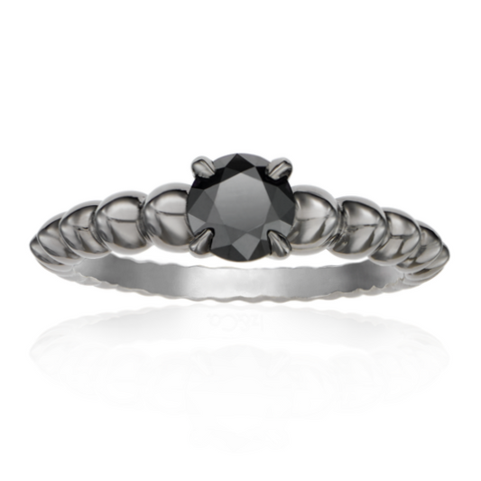 Rosario Black Diamond Ring 14k Black Gold Perfect Gift Your Loved Ones