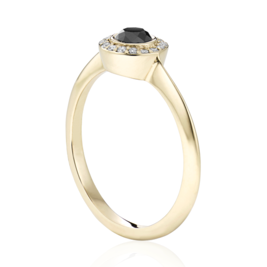 Ava Halo Black and White Diamond Ring 14k Black Gold - Blackdiamond