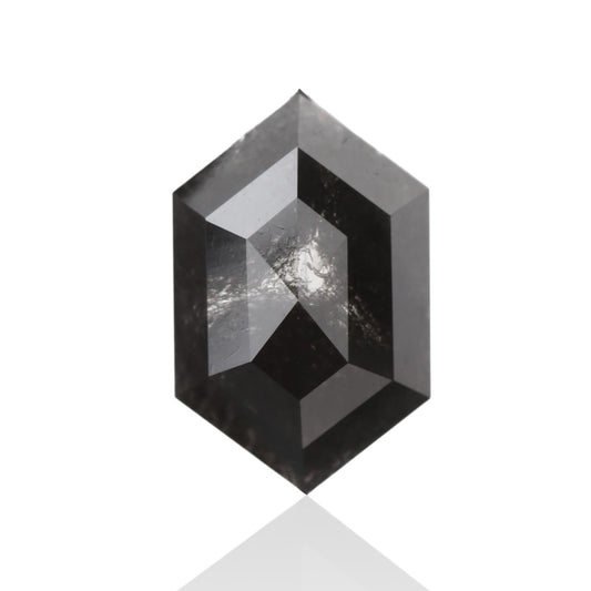 1.15 Carat 8.69 X 5.56 X 2.82 MM Salt and Pepper Hexagon Shape Black Natural Loose Diamond