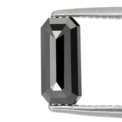 0.89 Carat Elongated Emerald Cut Ethically Sourced Black Natural Diamond Ideal For Design Solitaire Pendant - Blackdiamond