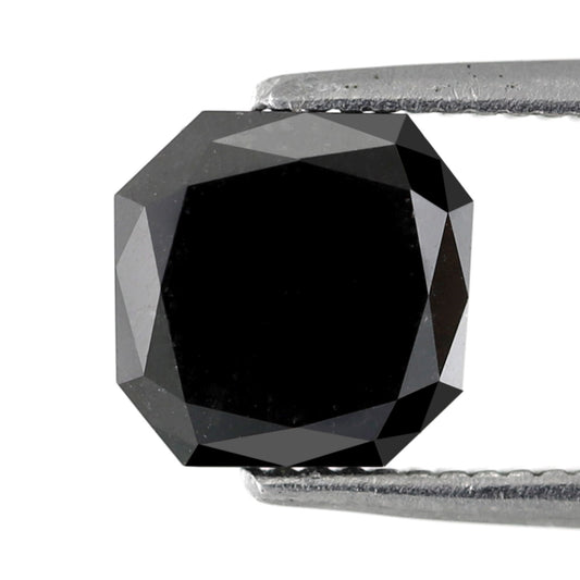 2.23 Carat Asscher Shape Diamond Black Color Diamond Loose Natural Diamond Heated Black Diamond Top Quality Diamond Natural Diamond