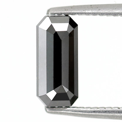 0.89 Carat Elongated Emerald Cut Ethically Sourced Black Natural Diamond Ideal For Design Solitaire Pendant - Blackdiamond