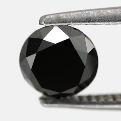 1 Carat Shiny Natural Black Round Brilliant Cut Faceted Loose Best Quality Diamond Perfect For Engagement ring - Blackdiamond