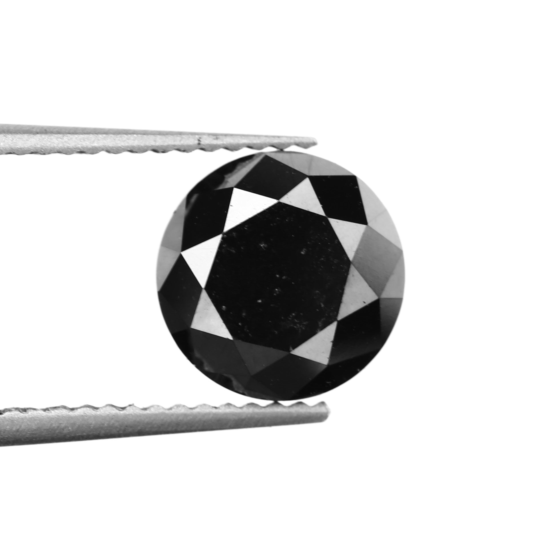 2.95ct 8.34x6.34 MM Round Cut Fancy Black Natural Loose Diamond - Blackdiamond