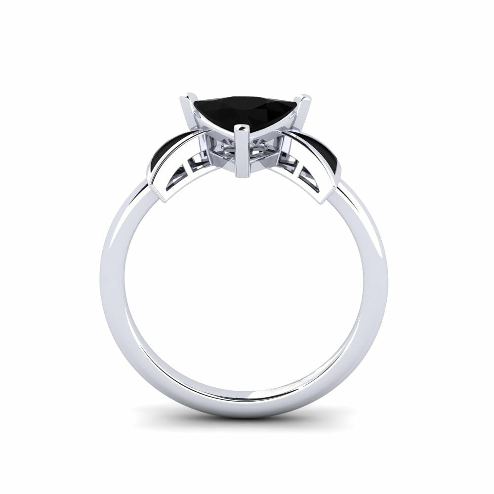 1.20 Carat Natural Trillion Black Diamond Gold Engagement Ring