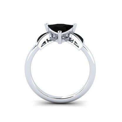 1.20 Carat Natural Trillion Black Diamond Gold Engagement Ring