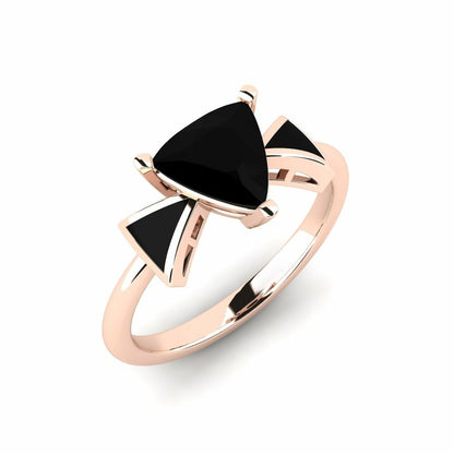 1.20 Carat Natural Trillion Black Diamond Gold Engagement Ring