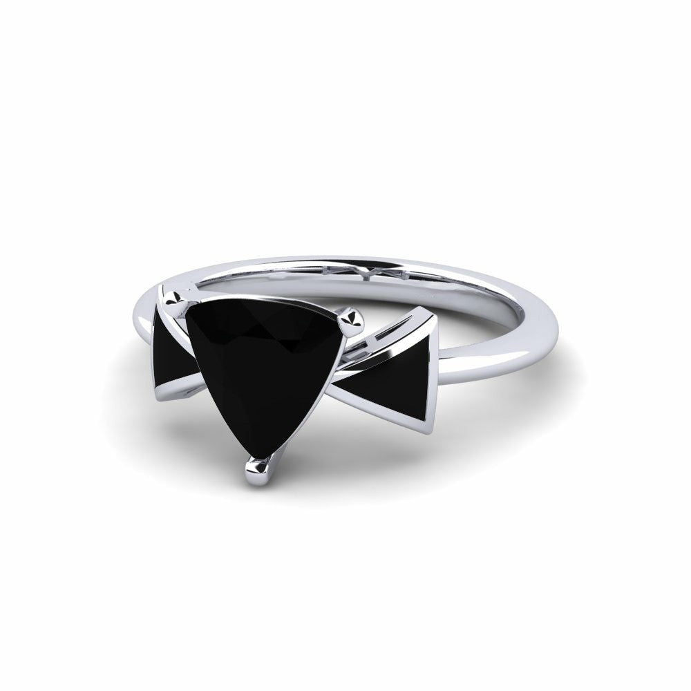 1.20 Carat Natural Trillion Black Diamond Gold Engagement Ring