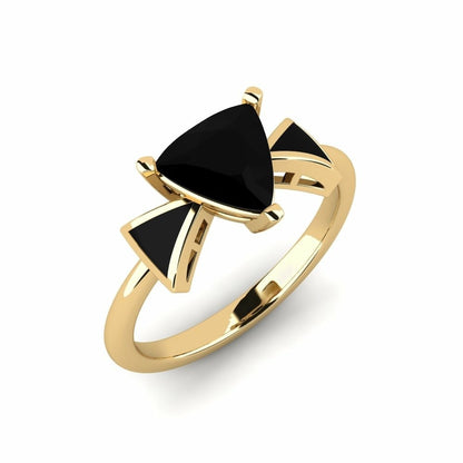 1.20 Carat Natural Trillion Black Diamond Gold Engagement Ring