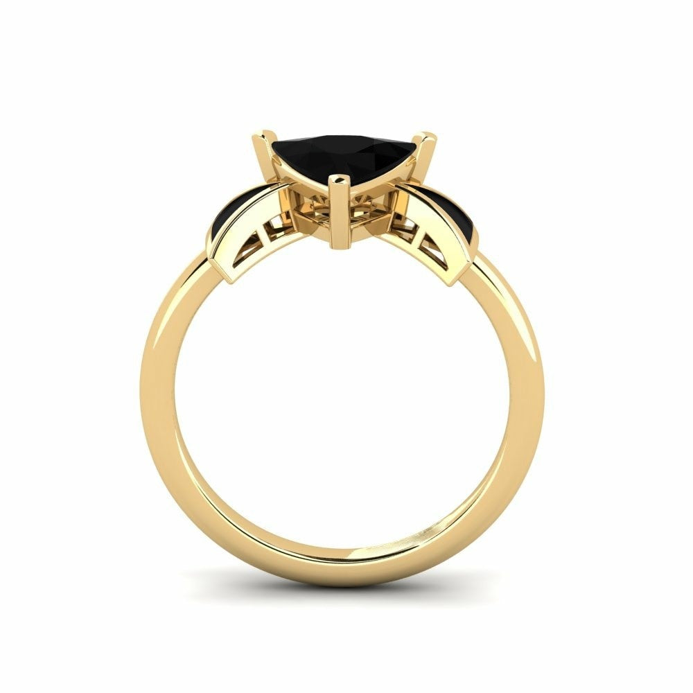 1.20 Carat Natural Trillion Black Diamond Gold Engagement Ring