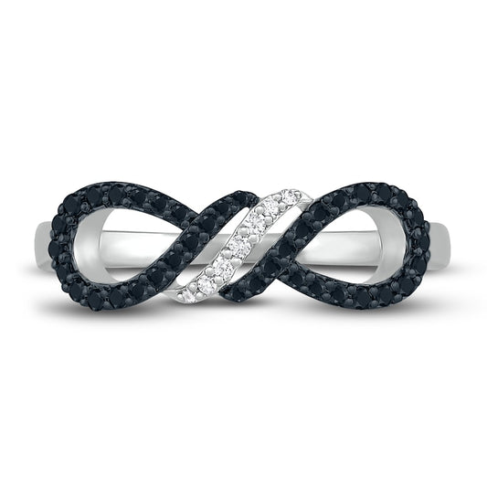 Black Diamond Infinity Ring 14K White Gold 1/5 ct tw