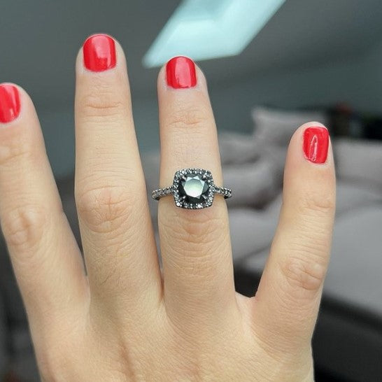 Halo Most Eternity Black and White Diamond Ring - Blackdiamond